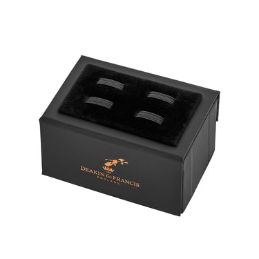 Deakin & Francis Sterling Silver Cushion Cufflinks with Hand Cut Onyx Inlay