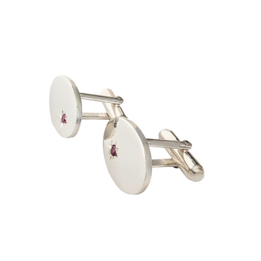 Sterling Silver Ruby Oval Cufflinks