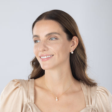 Akoya Pearl & Diamond Drop Earrings in 18ct Yellow Gold by Maya Sienna