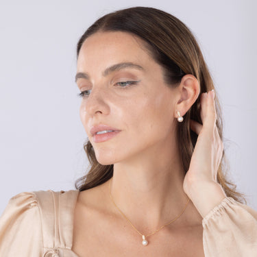 Akoya Pearl & Diamond Drop Earrings in 18ct Yellow Gold by Maya Sienna