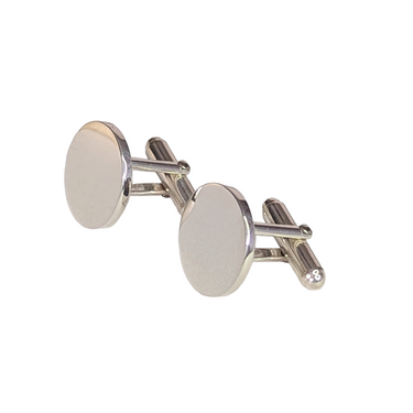 Plain Round Sterling Silver Cufflinks