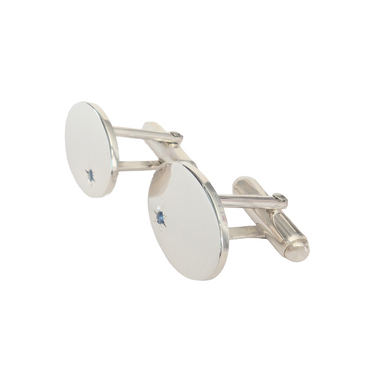 Sterling Silver Sapphire Oval Cufflinks
