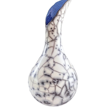 Limited Edition Fluted Raku Vase in Dark Blue by Catherine Lucktaylor