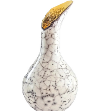 Limited Edition Fluted Raku Vase in Yellow by Catherine Lucktaylor