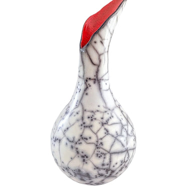 Limited Edition Fluted Naked Raku Vase in Red by Catherine Lucktaylor
