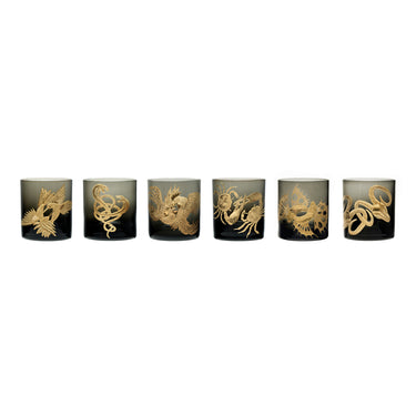 Double Old Fashioned - Waltz of the Wild Collection Set of 6 - Gilded Gold in Smoke