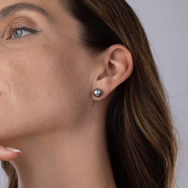 Tahitian Pearl Stud Earrings in 18ct Yellow Gold by Maya Sienna