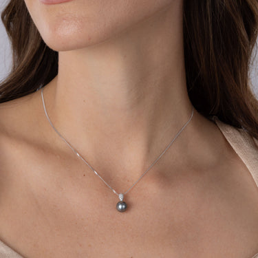 Tahitian Pearl & Diamond Necklace in 18ct White Gold by Maya Sienna