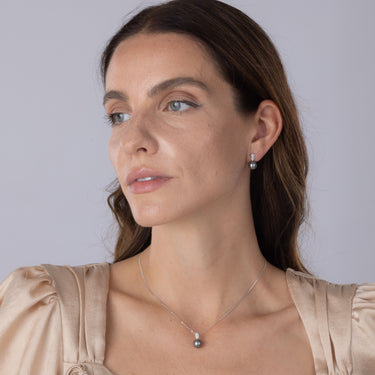 Tahitian Pearl & Diamond Necklace in 18ct White Gold by Maya Sienna