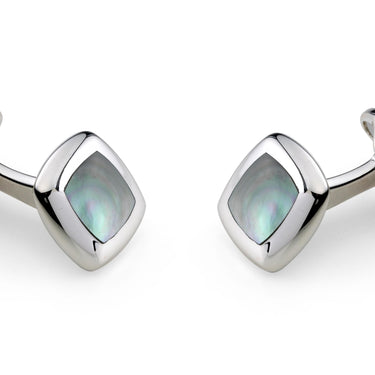 Deakin & Francis Sterling Silver Cushion Cufflinks with Grey Mother or Pearl Inlay
