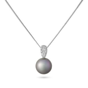 Tahitian Pearl & Diamond Necklace in 18ct White Gold