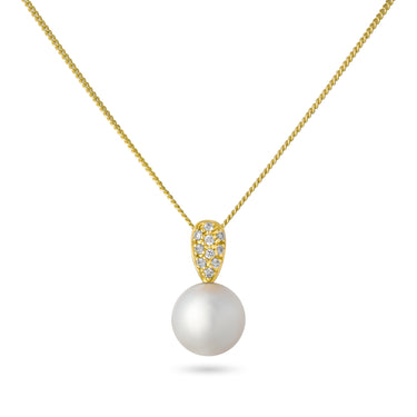 Akoya Pearl & Diamond Necklace in 18ct Yellow Gold