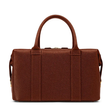 Brown leather briefcase on a white background