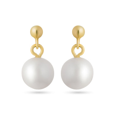 Freshwater Pearl Drop Earrings in 9ct Yellow Gold