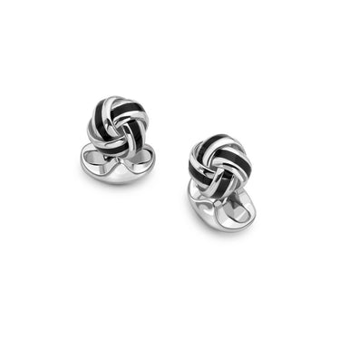 Deakin & Francis Sterling Silver and Enamel Knot Cufflinks
