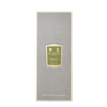 Floris Grapefruit and Rosemary Diffuser bottle packaging with a gray background