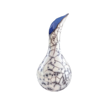 Limited Edition Fluted Raku Vase in Dark Blue by Catherine Lucktaylor