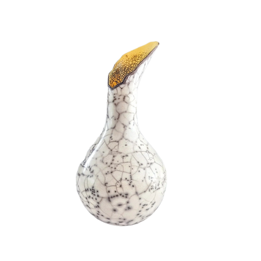 Limited Edition Fluted Raku Vase in Yellow by Catherine Lucktaylor