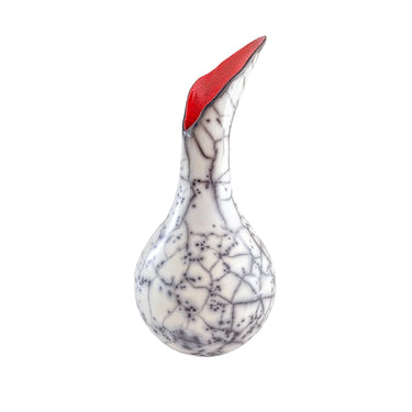Limited Edition Fluted Naked Raku Vase in Red by Catherine Lucktaylor