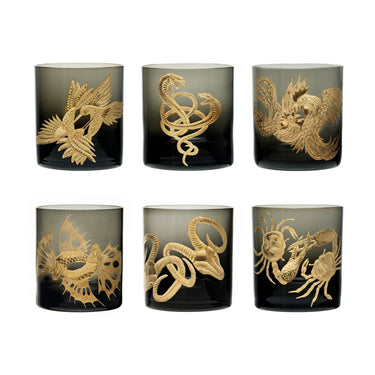 Double Old Fashioned - Waltz of the Wild Collection Set of 6 - Gilded Gold in Smoke